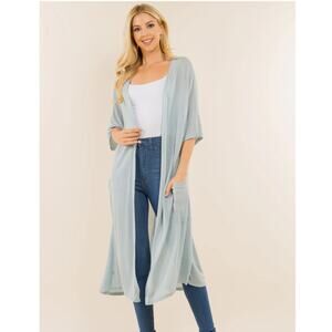 ZARA • Light Blue Long Knit Duster Cardigan